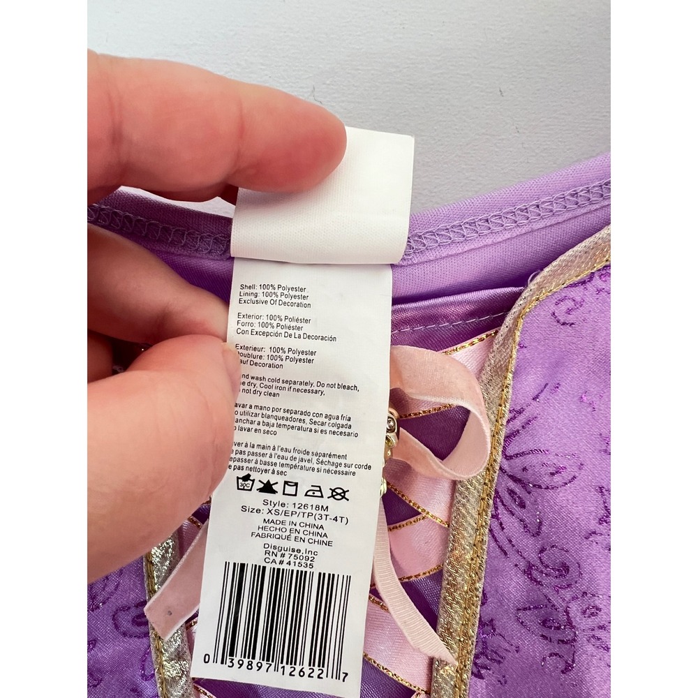Disney Princess Rapunzel Tangled Costume Dress Purple Full Deluxe 3T-4T XS - Picture 7 of 8